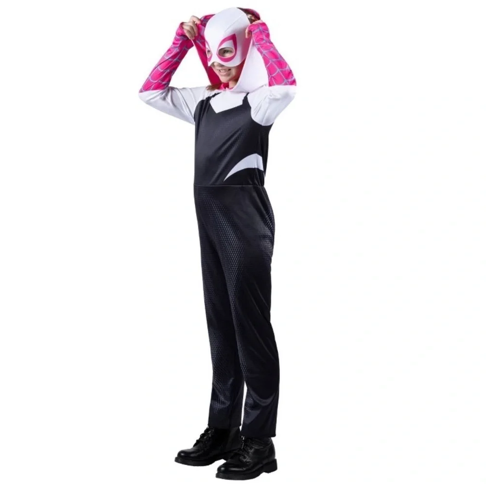 NWT Marvel Ghost Spider Gwen Kid’s Halloween Costume Jumpsuit with Mask Sz M